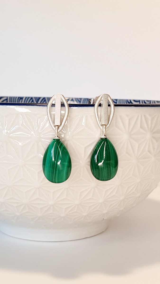 Ohrschmuck Malachit tropfenförmig