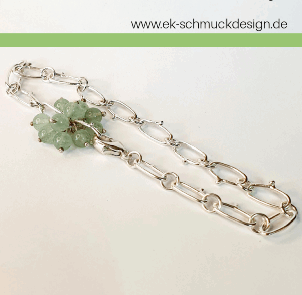 Silber Glieder Armkette Aventurin
