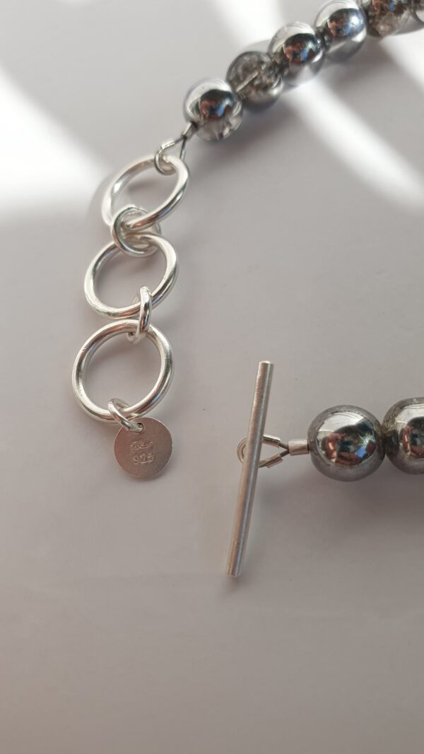 Robuste Fußkette mit Bergkristall & Silber Mit knebelverschluss