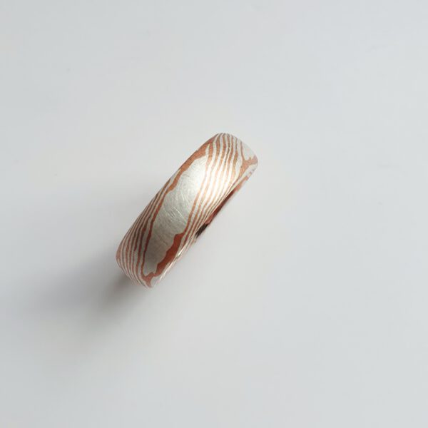 Mokume Gane Ringe mit Diamanten, Partnerringe, Eheringe, Trauringe