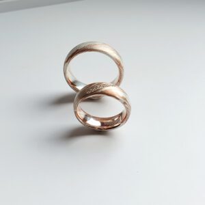 Mokume Gane Ringe mit Diamanten, Partnerringe, Eheringe, Trauringe