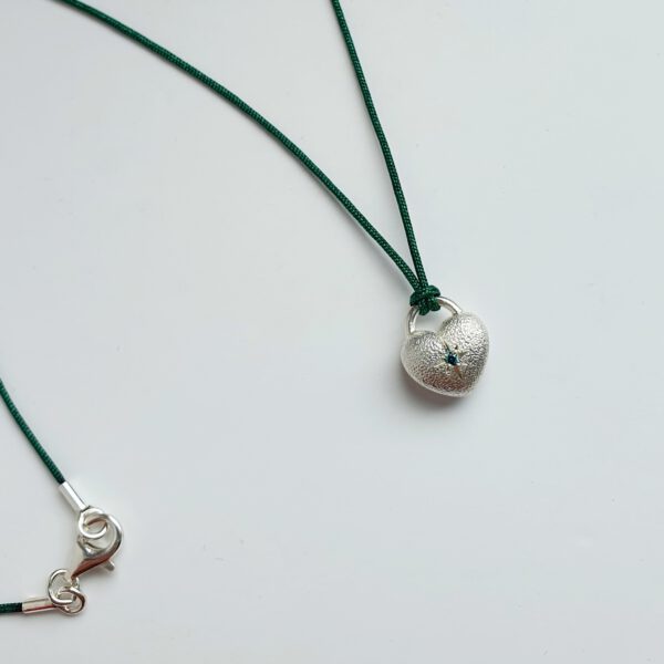 Silber Herz Anhänger mit Brillant Diamant mit Halsband