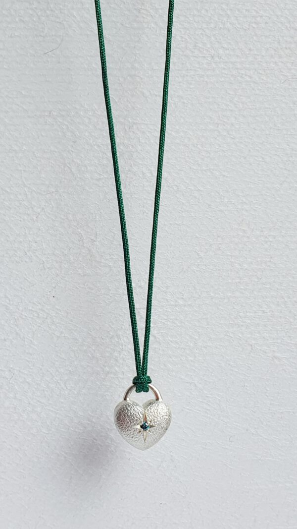 Silber Herz Anhänger mit Brillant Diamant mit Halsband