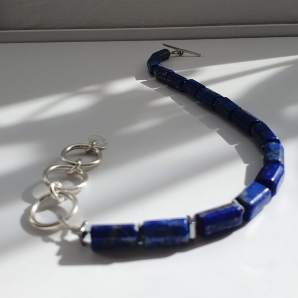 Silber Armband oder Fußkette mit markanten Lapislazuli – Bild 6