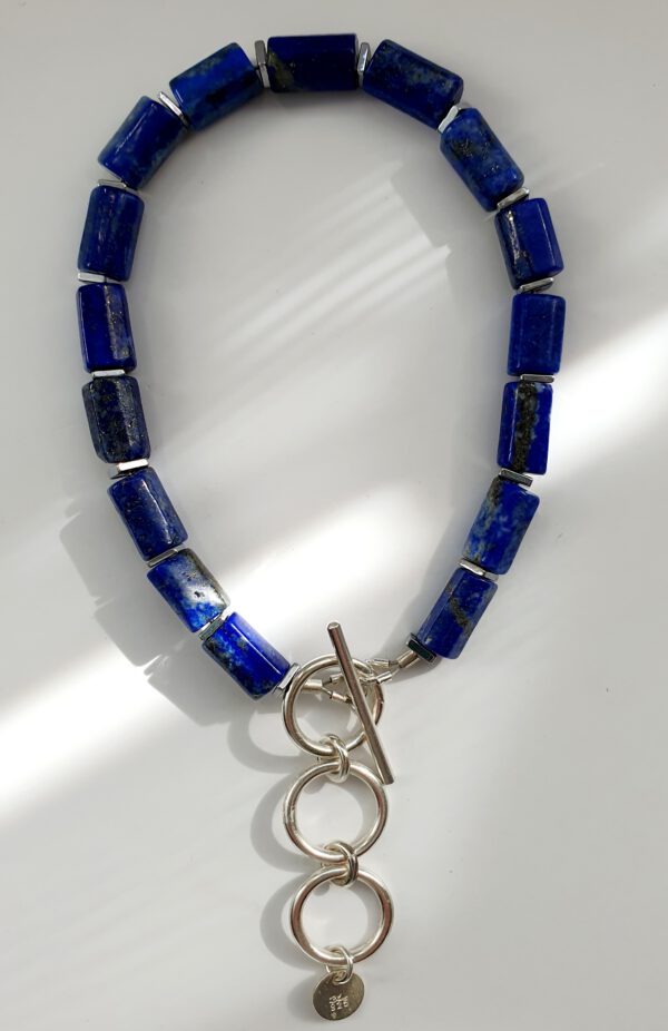 Silber Armband oder Fußkette mit markanten Lapislazuli