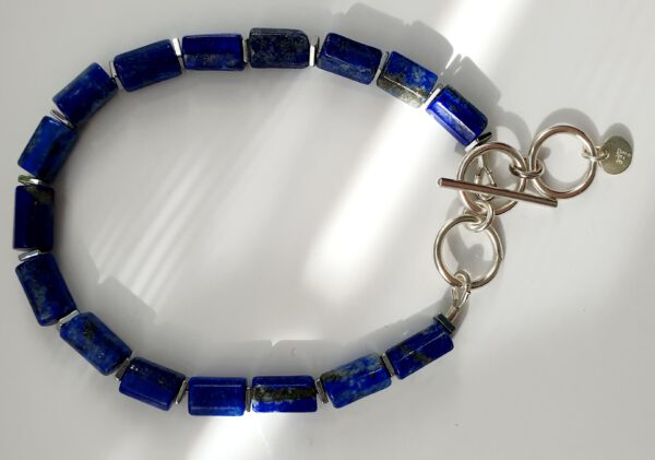 Silber Armband oder Fußkette mit markanten Lapislazuli