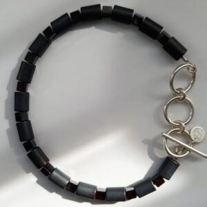 Silber Armband mit Onyx, Hämatit