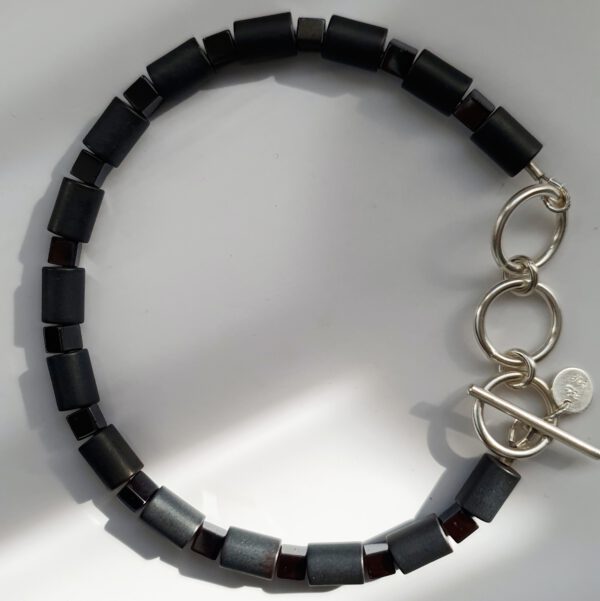 Silber Armband mit Onyx, Hämatit