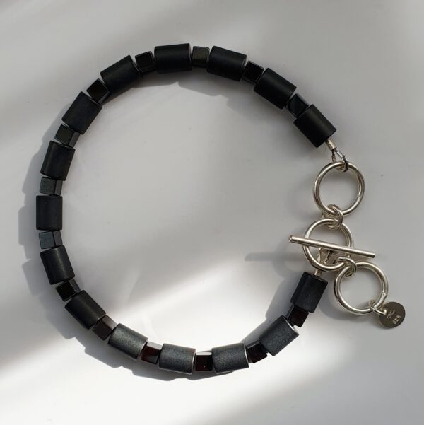 Silber Armband mit Onyx, Hämatit