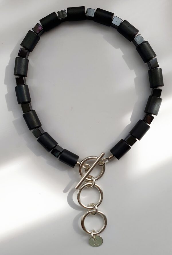 Silber Armband mit Onyx, Hämatit