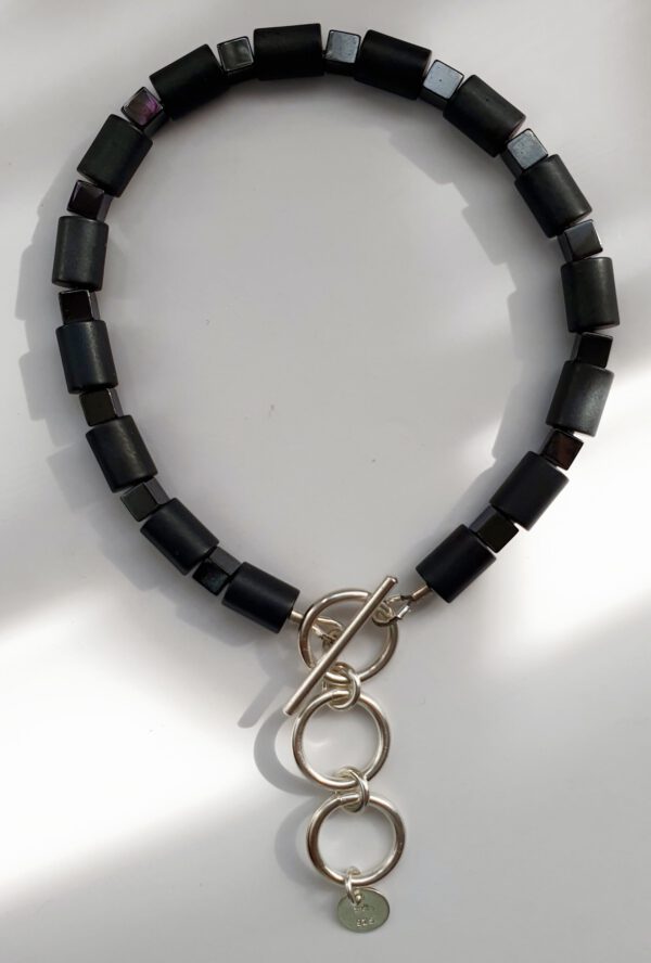 Silber Armband mit Onyx, Hämatit