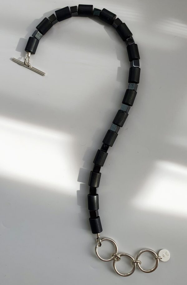 Silber Armband mit Onyx, Hämatit