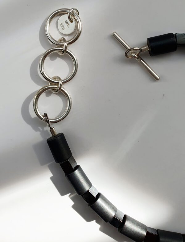 Silber Armband mit Onyx, Hämatit
