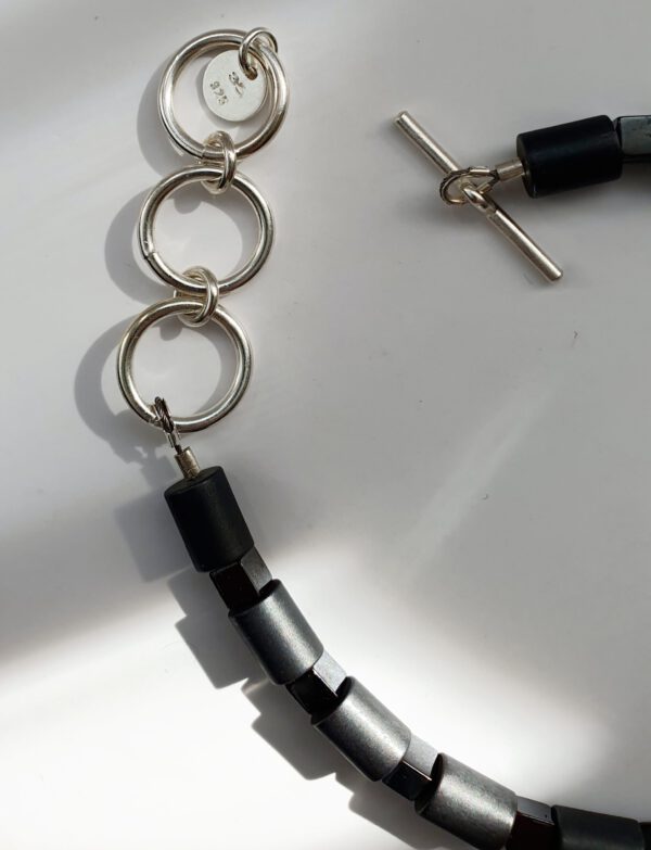 Silber Armband mit Onyx, Hämatit
