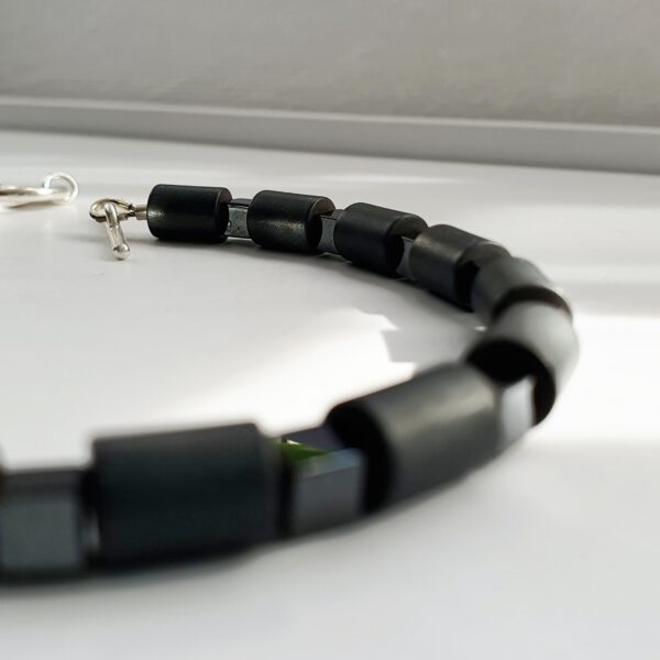 Silber Armband mit Onyx, Hämatit