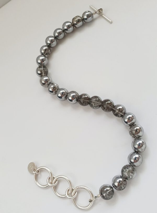 Robuste Fußkette auch als armband mit Bergkristall & Silber