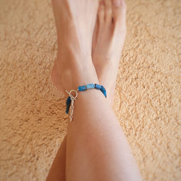 Silber Armband oder Fußkette mit markanten Apatit